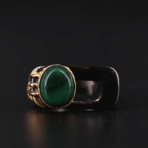 MODERNIST OVAL MALACHITE RING
